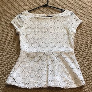 Eyelet peplum top